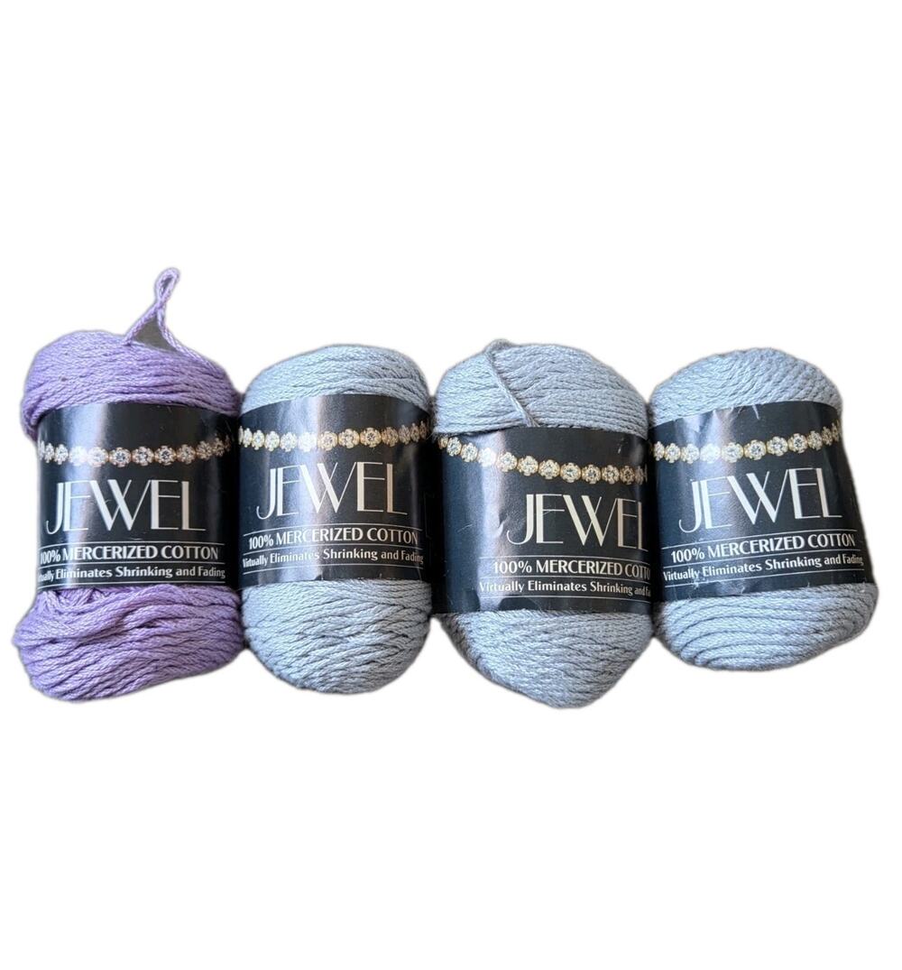 Vtg Caron Jewel Lot Mercerized Cotton Yarn Silver Mist Deep Orchid Knit Crochet